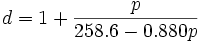 d = 1 + \frac{p}{258`- 0?0p}